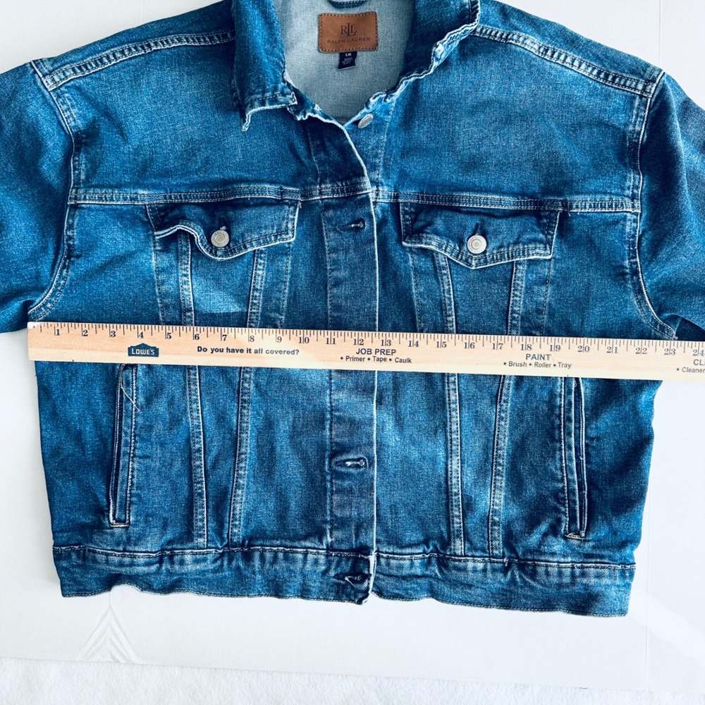 Lauren Ralph Lauren Womens Blue Denim Trucker Jacket Medium Wash Size Large - Picture 4 of 7
